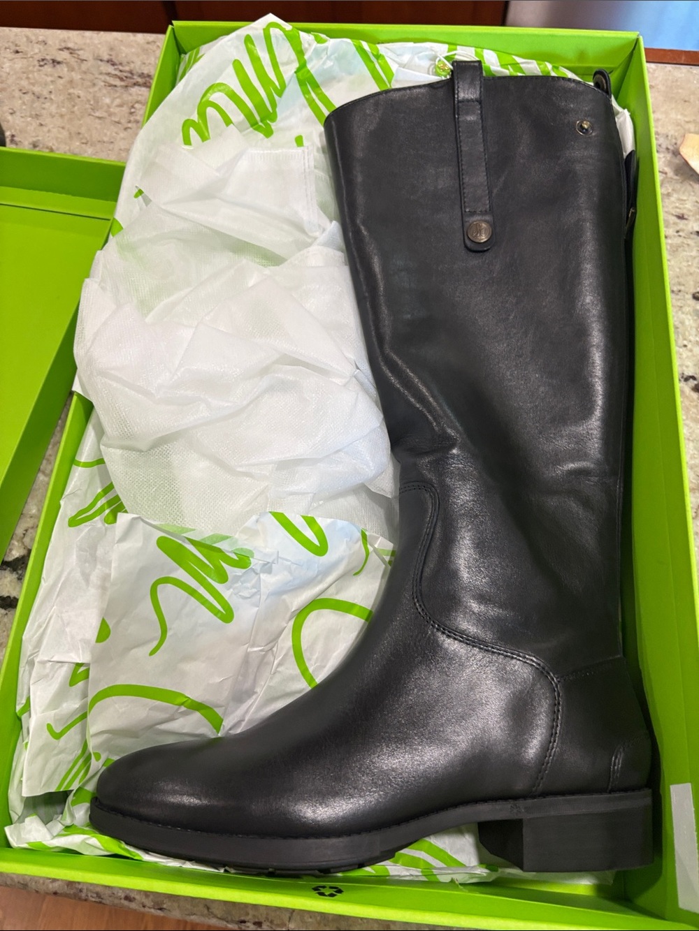 NWT Sam Edelman “penny” Black Leather Knee-High Riding Boots